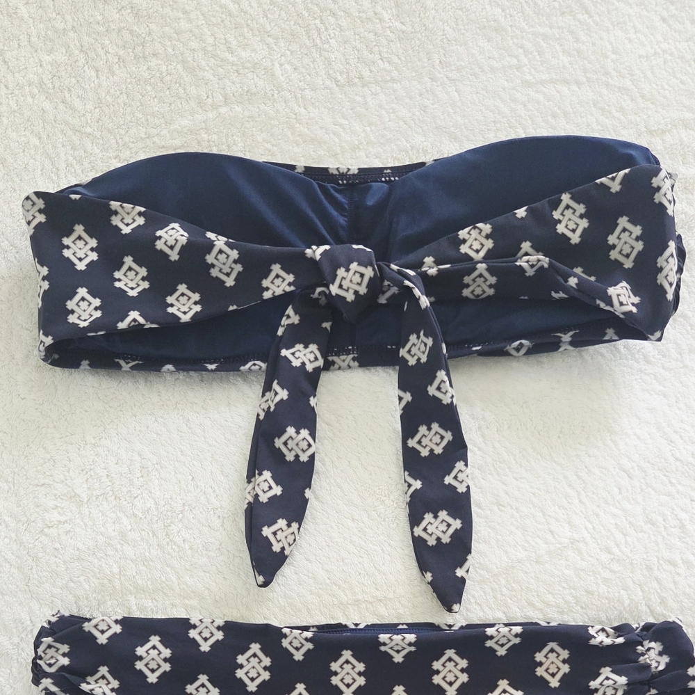 Tory Burch ✨️ Navy Double Diamond Two Piece Women's Swimsuit Size M - Picture 12 of 14